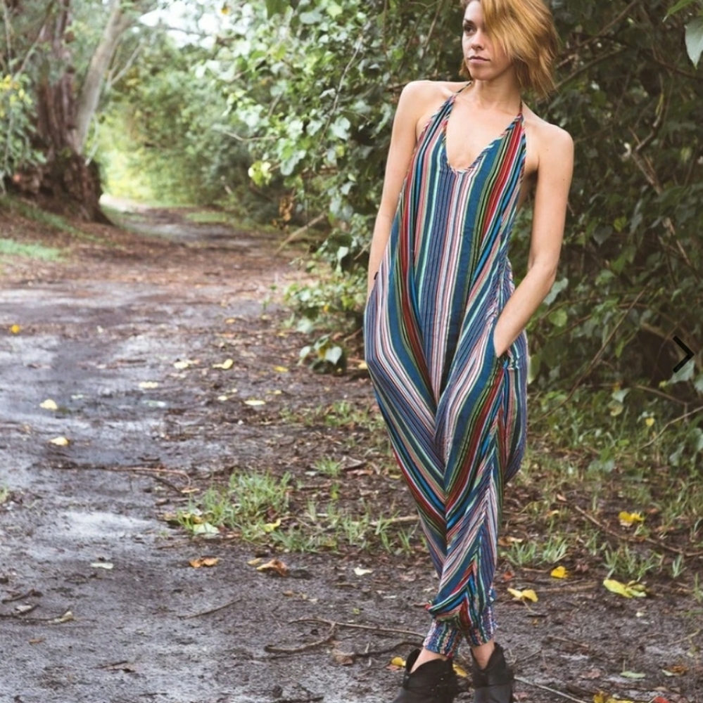 Buddha Pants Striped Jumpsuit